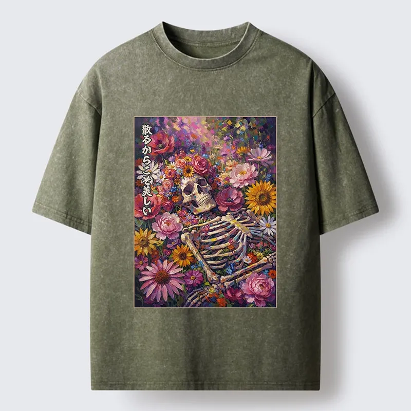 Tokyo-Tiger Bloom And Bones Washed T-Shirt