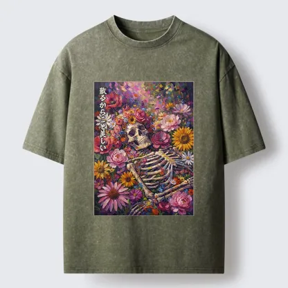 Tokyo-Tiger Bloom And Bones Washed T-Shirt