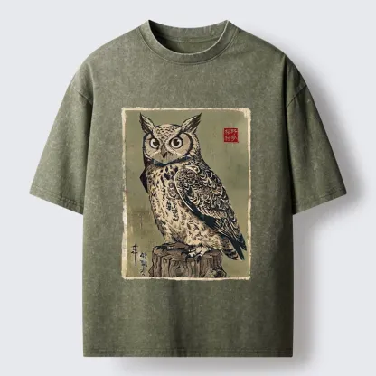 Tokyo-Tiger Wise Forest Owl Washed T-Shirt