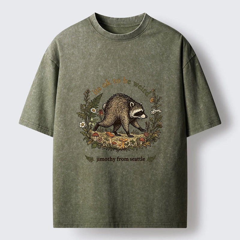 Tokyo-Tiger Funny Jimothy Raccoon Washed T-Shirt