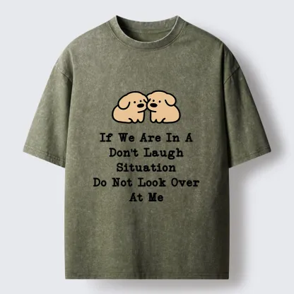 Tokyo-Tiger Funny Silent Dog Washed T-Shirt