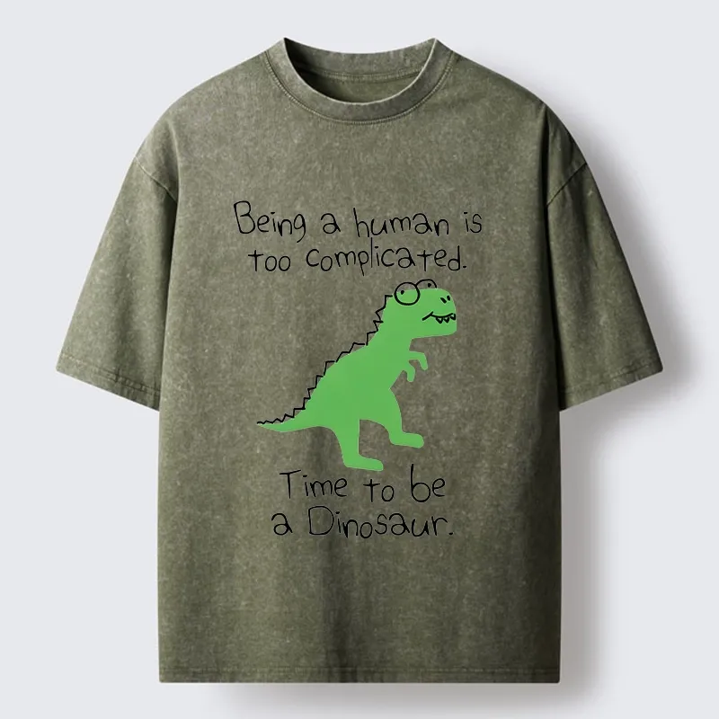 Tokyo-Tiger Dinosaur Life Mood Washed T-Shirt