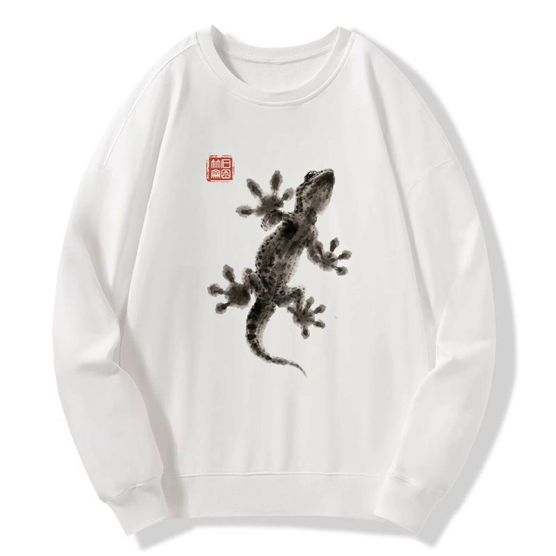 Tokyo-Tiger Minimal Asian Ink Brush Gecko Vibe Classic Sweatshirt