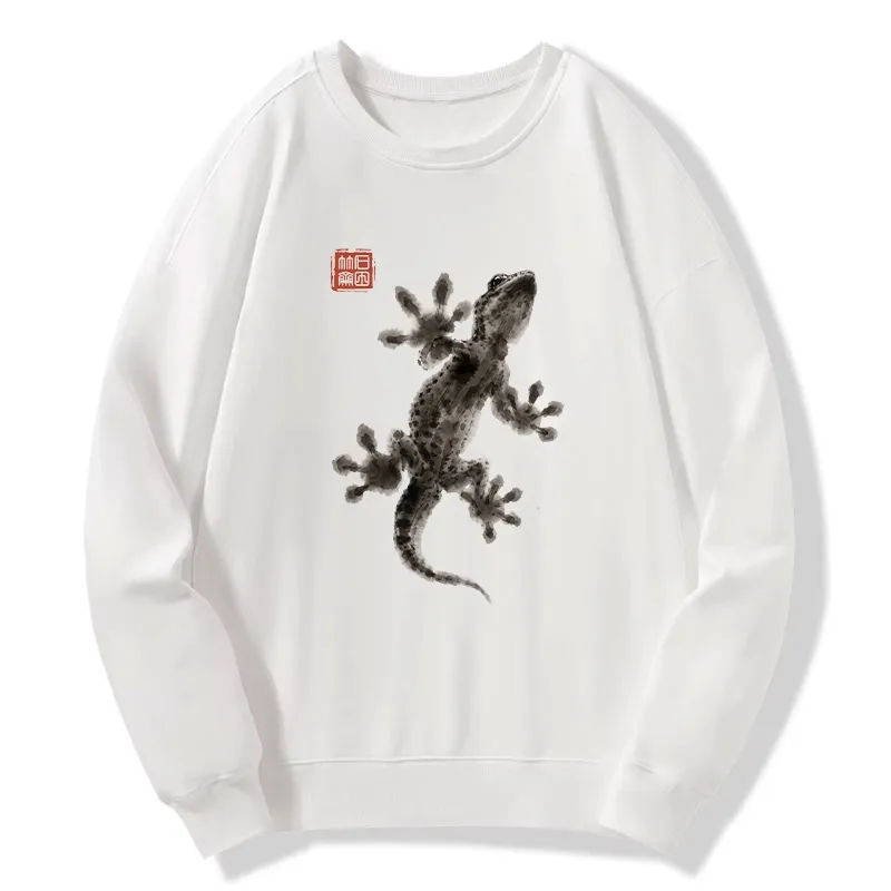 Tokyo-Tiger Minimal Asian Ink Brush Gecko Vibe Classic Sweatshirt