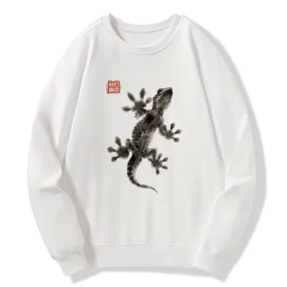 Tokyo-Tiger Minimal Asian Ink Brush Gecko Vibe Classic Sweatshirt