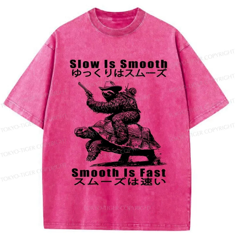 Tokyo-Tiger Funny Sloth Riding A Turtle Washed T-Shirt