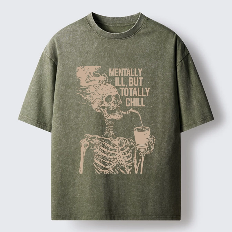 Tokyo‑Tiger Funny Skeleton Chill Washed T‑Shirt