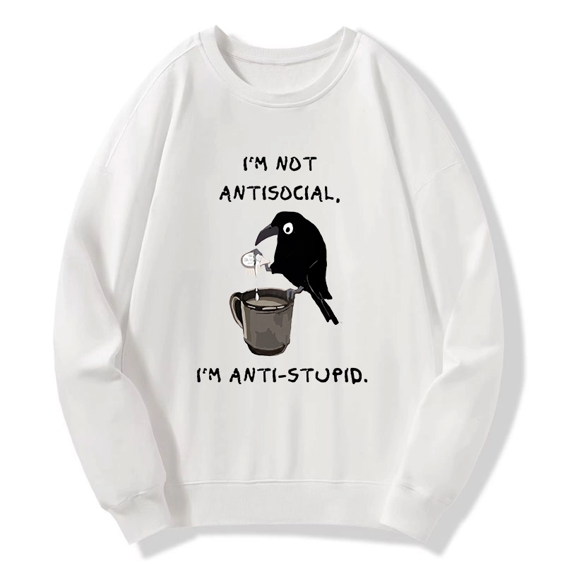 Tokyo-Tiger Cool Crow Sips Calm Coffee Alone Classic Sweatshirt
