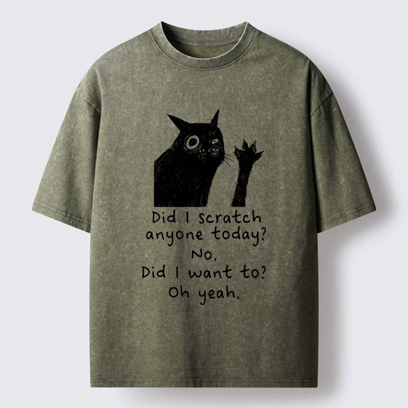 Tokyo‑Tiger Black Cat Scratches People Washed T-Shirt