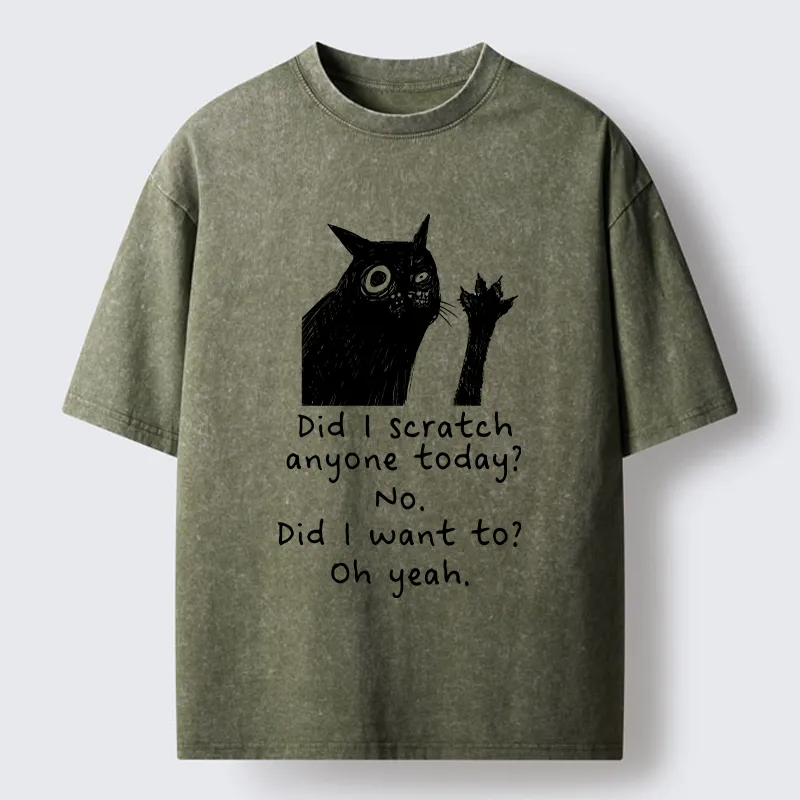Tokyo‑Tiger Black Cat Scratches People Washed T-Shirt