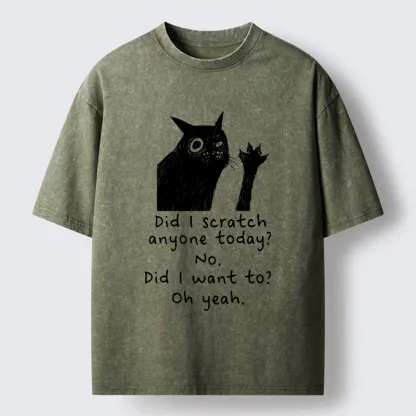 Tokyo‑Tiger Black Cat Scratches People Washed T-Shirt
