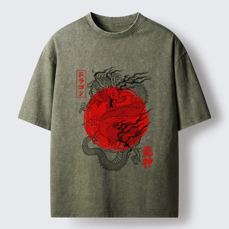 Tokyo‑Tiger Dragon God Washed T-Shirt