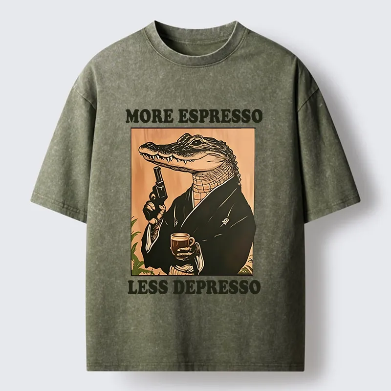 Tokyo-Tiger Coffee Mood Crocodile Washed T-Shirt