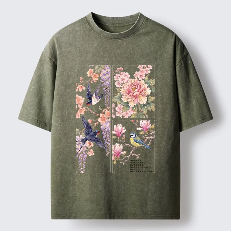 Tokyo-Tiger Spring Swallow Dance Washed T-Shirt