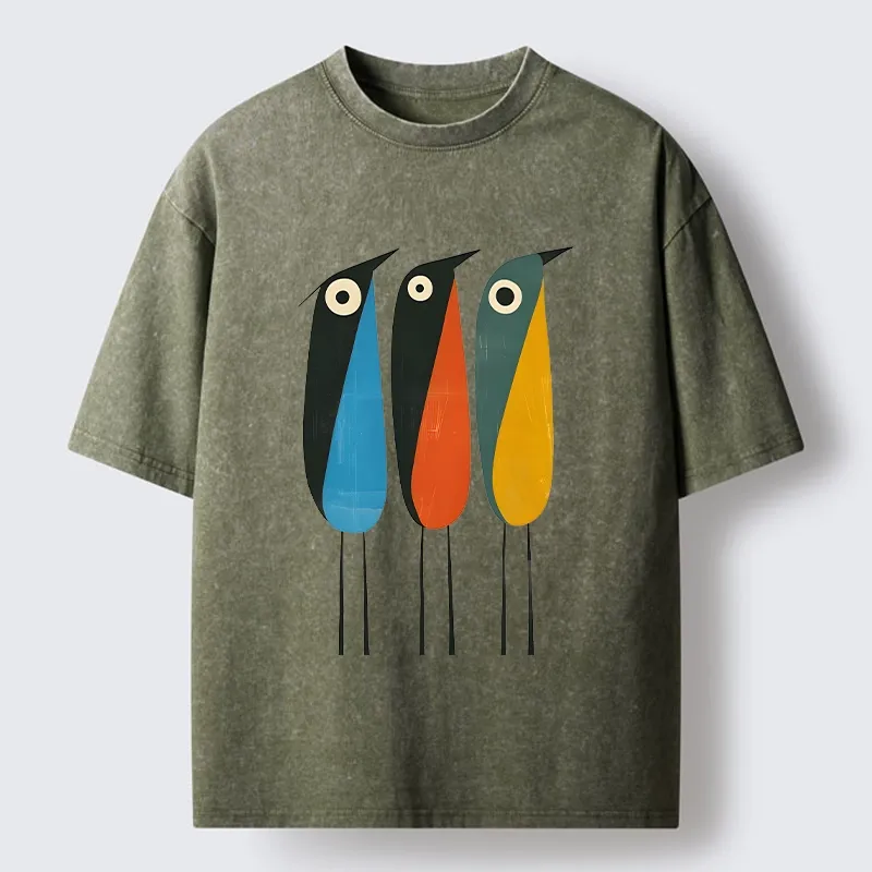 Tokyo‑Tiger Bold Shape Birds Washed T‑Shirt