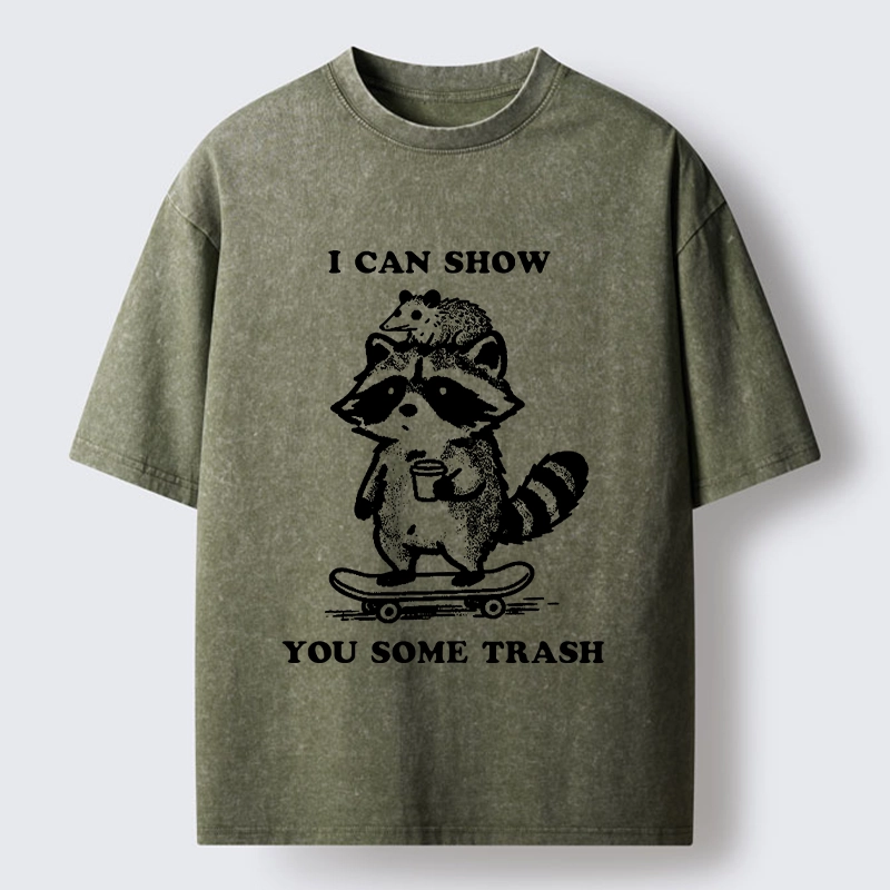 Tokyo‑Tiger Funny Trash Crew Washed T‑Shirt