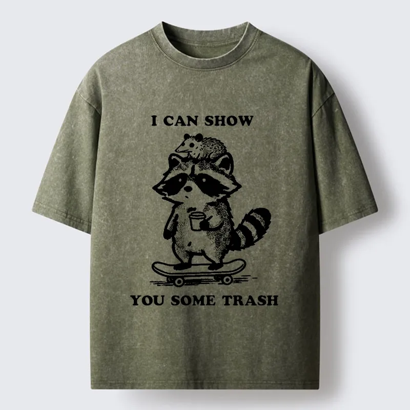 Tokyo‑Tiger Funny Trash Crew Washed T‑Shirt