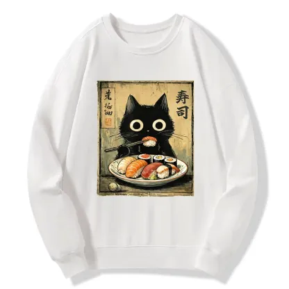 Tokyo-Tiger Vintage Japanese Sushi Cat Classic Sweatshirt