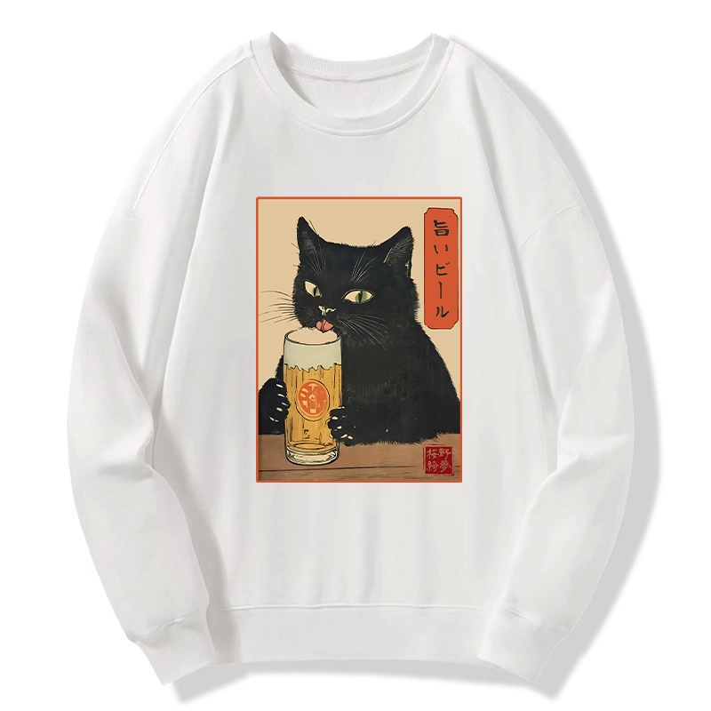 Tokyo-Tiger Cat Holding A Glass Of Beer Classic Sweatshirt