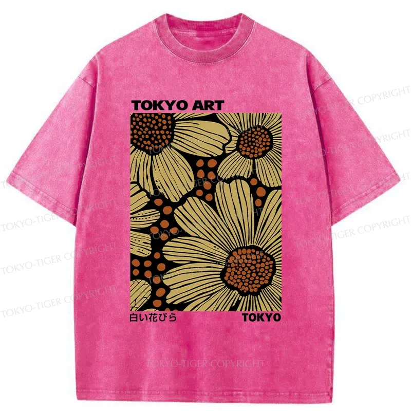Tokyo-Tiger Tokyo Flower Art Washed T-Shirt