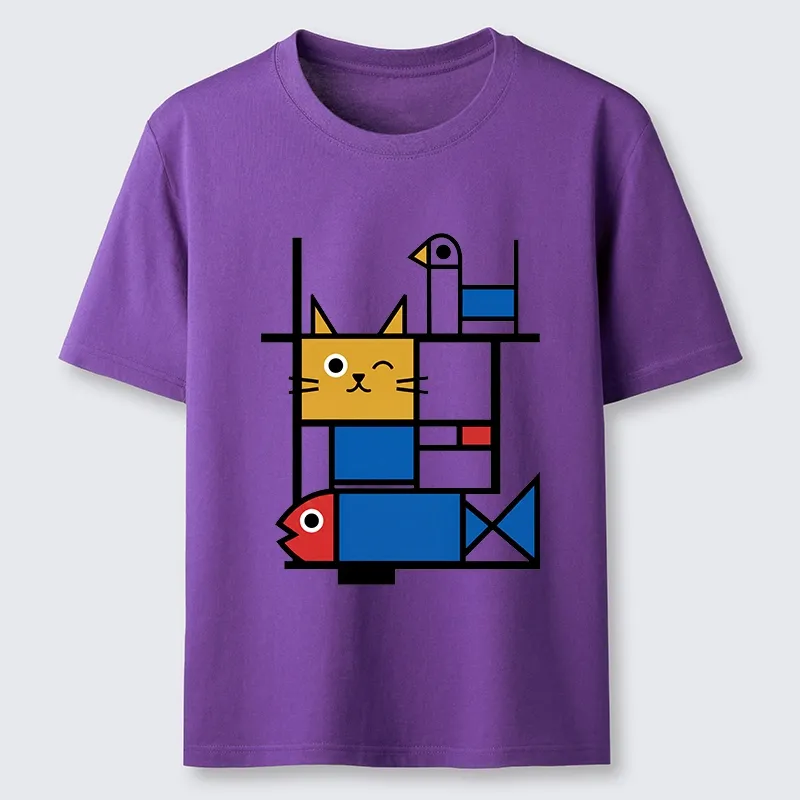 Tokyo-Tiger Retro Geometric Kitty Classic T-Shirt