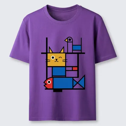 Tokyo-Tiger Retro Geometric Kitty Classic T-Shirt