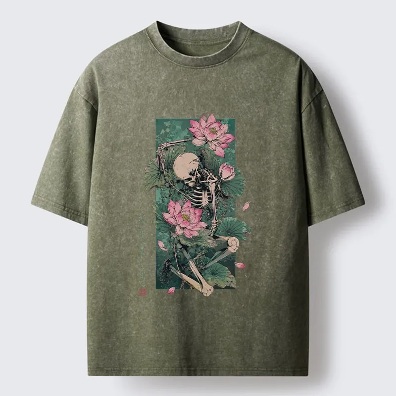 Tokyo-Tiger Death And Lotus Washed T-Shirt