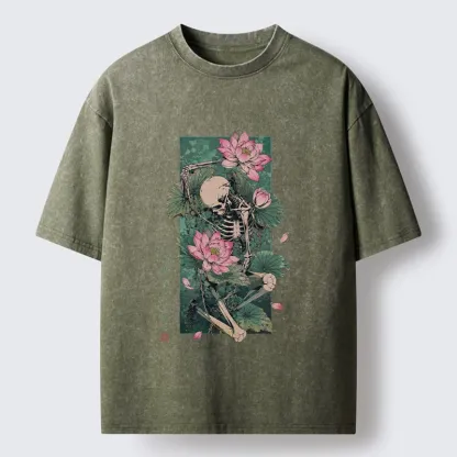 Tokyo-Tiger Death And Lotus Washed T-Shirt