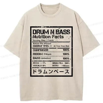 Tokyo-Tiger Drum&Bass Nutrition Facts Washed T-Shirt
