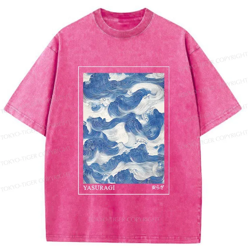 Tokyo-Tiger Japanese Retro Art Wave Washed T-Shirt
