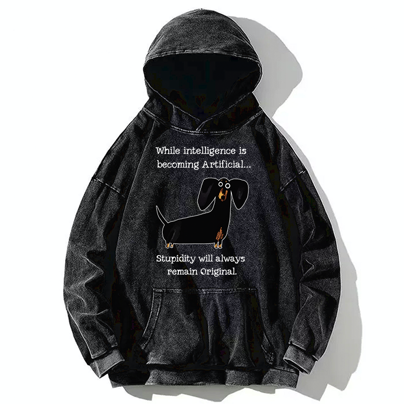 Tokyo-Tiger Dachshund Real Humor Funny Meme Washed Hoodie