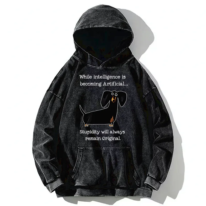 Tokyo-Tiger Dachshund Real Humor Funny Meme Washed Hoodie