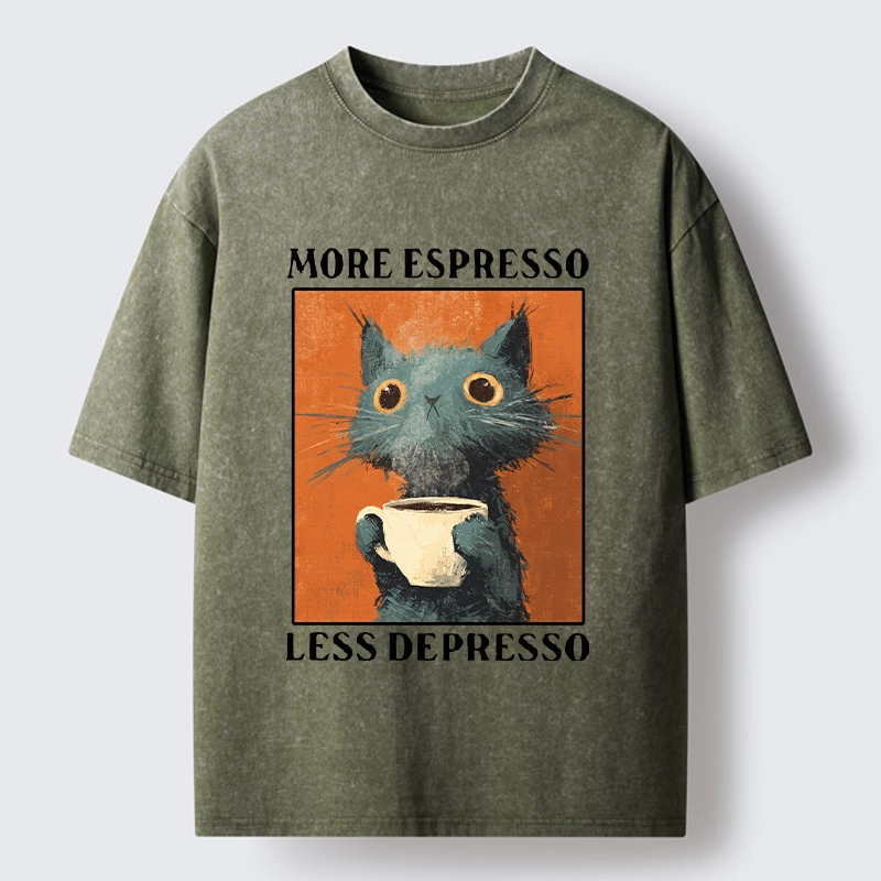 Tokyo‑Tiger Coffee Mood Cat Washed T‑Shirt