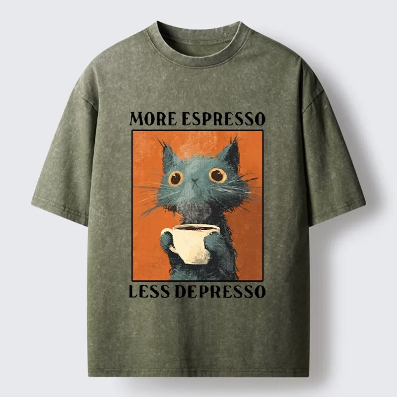 Tokyo‑Tiger Coffee Mood Cat Washed T‑Shirt