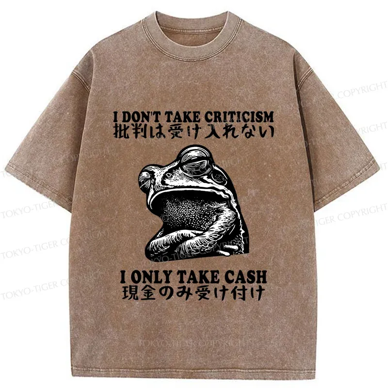 Tokyo-Tiger Frog Only Take Cash Washed T-Shirt