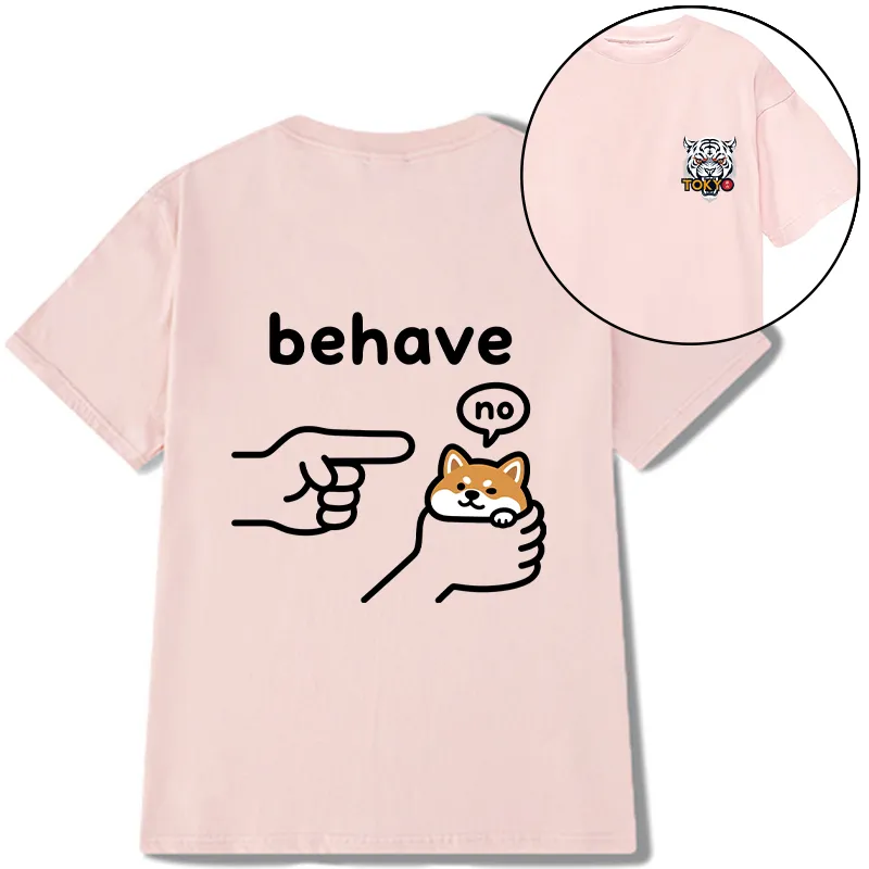 Tokyo-Tiger Funny Shiba Refusing To Behave Front Back Classic T-Shirt