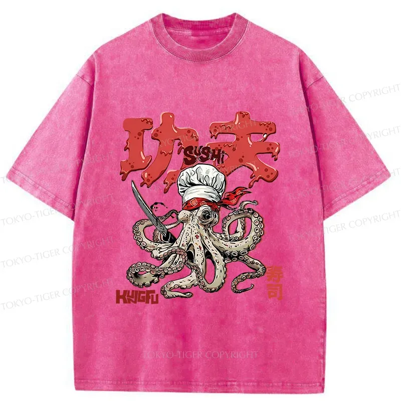 Tokyo-Tiger Octopus Chef Washed T-Shirt
