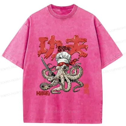 Tokyo-Tiger Octopus Chef Washed T-Shirt