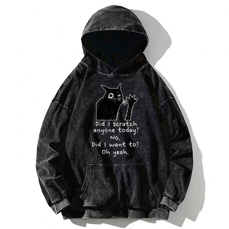 Tokyo-Tiger Black Cat Scratches People Washed Hoodie