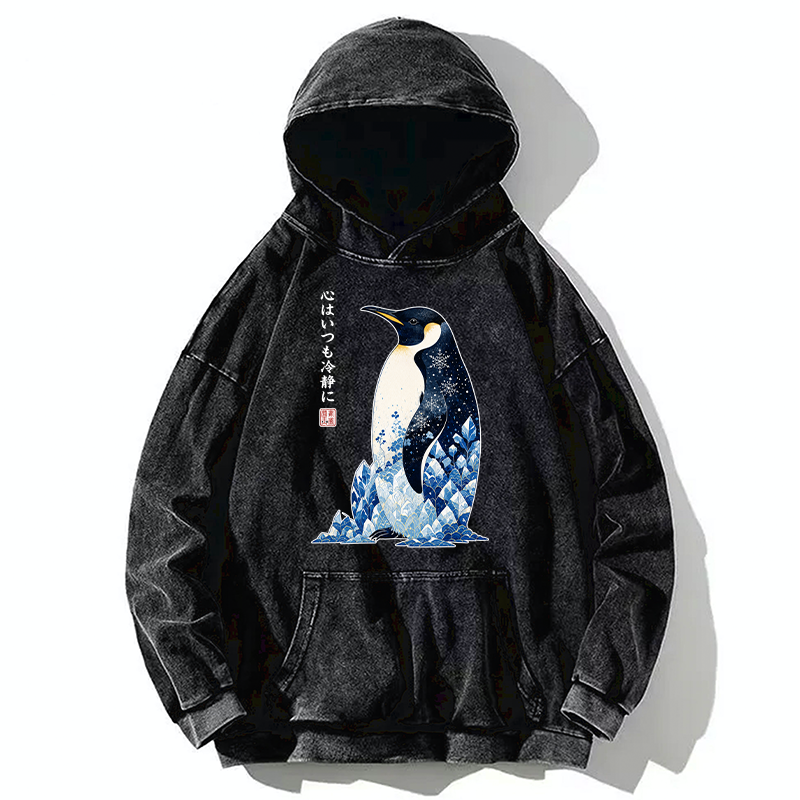 Tokyo-Tiger Keep Calm Penguin Washed Hoodie