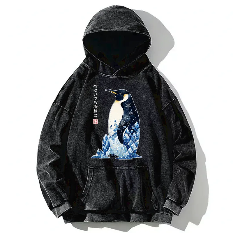 Tokyo-Tiger Keep Calm Penguin Washed Hoodie