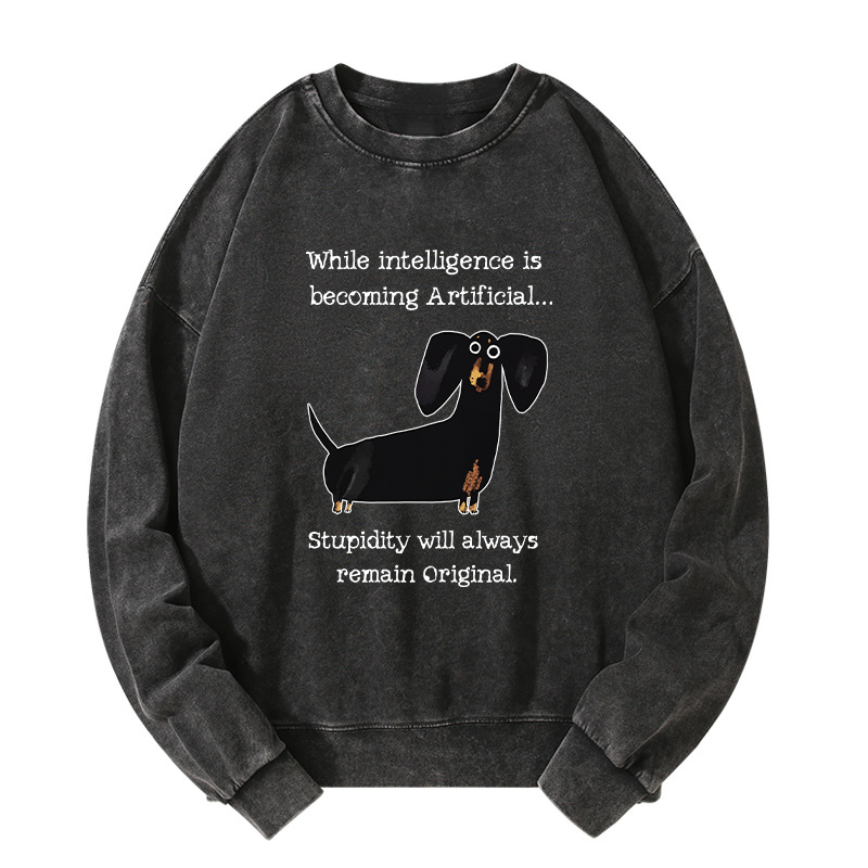 Tokyo-Tiger Dachshund Real Humor Funny Meme Washed Sweatshirt