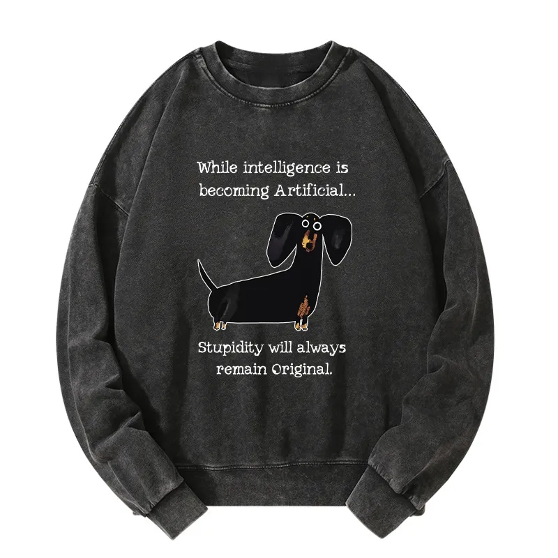 Tokyo-Tiger Dachshund Real Humor Funny Meme Washed Sweatshirt Sale