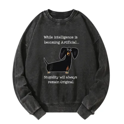 Tokyo-Tiger Dachshund Real Humor Funny Meme Washed Sweatshirt