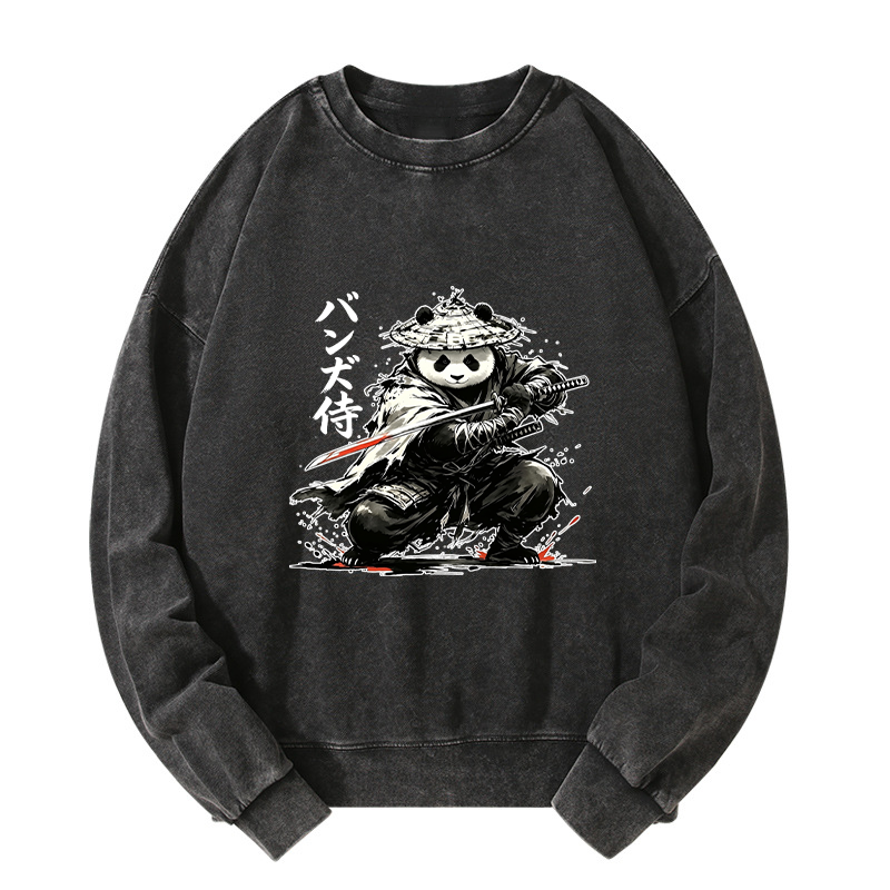 Tokyo-Tiger Panda Samurai Warrior Washed Sweatshirt