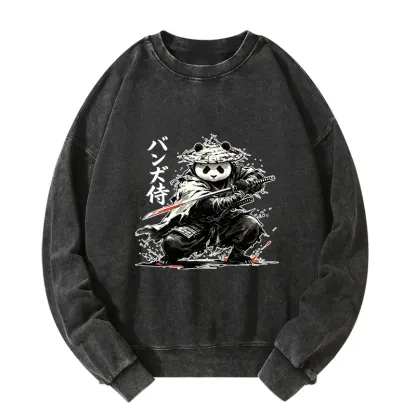 Tokyo-Tiger Panda Samurai Warrior Washed Sweatshirt