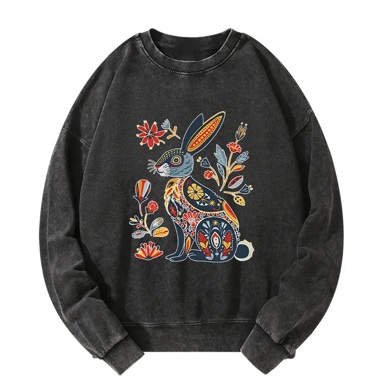 Tokyo-Tiger Folk Hare Bloom Washed Sweatshirt