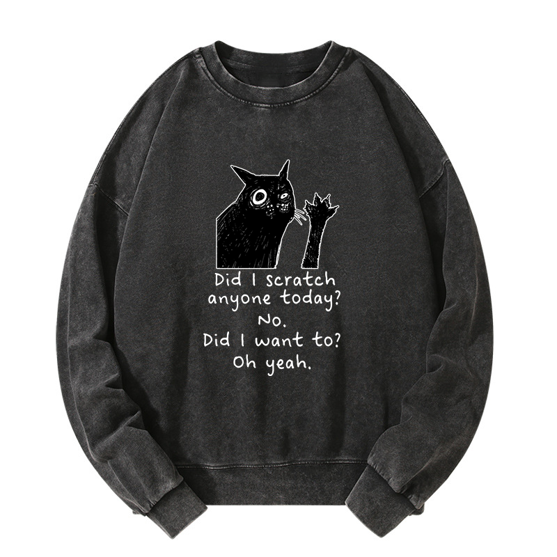 Tokyo-Tiger Black Cat Scratches People Washed Sweatshirt