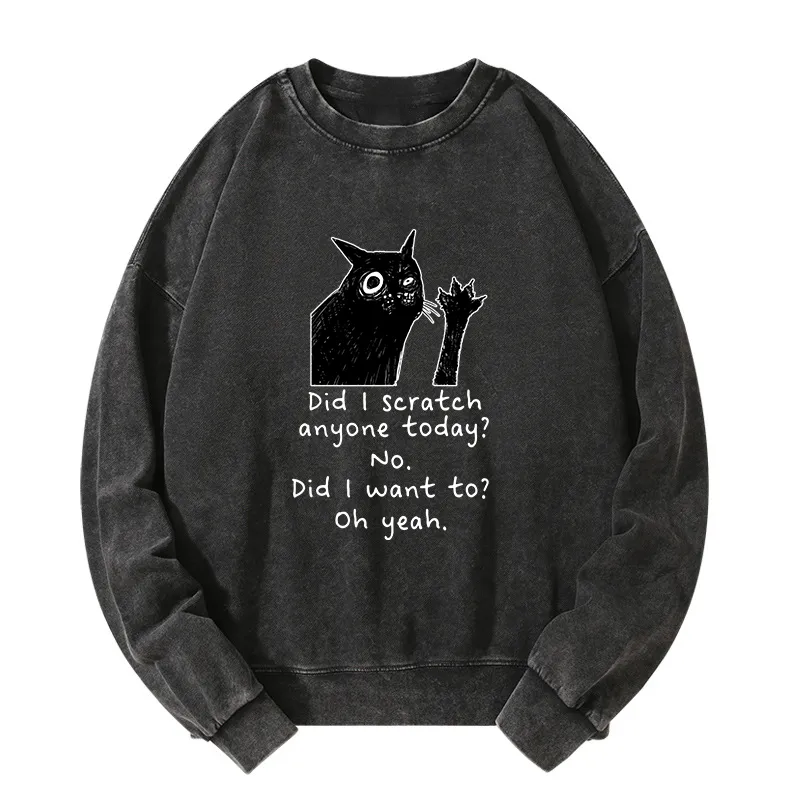 Tokyo-Tiger Black Cat Scratches People Washed Sweatshirt