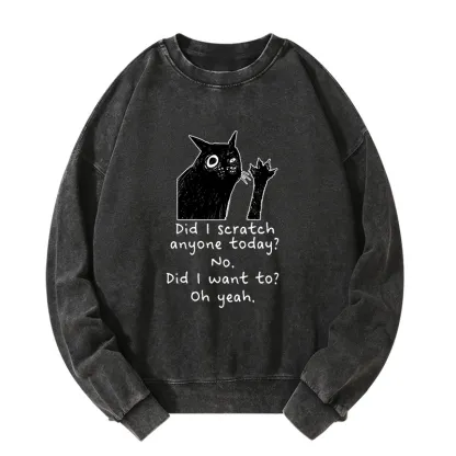 Tokyo-Tiger Black Cat Scratches People Washed Sweatshirt